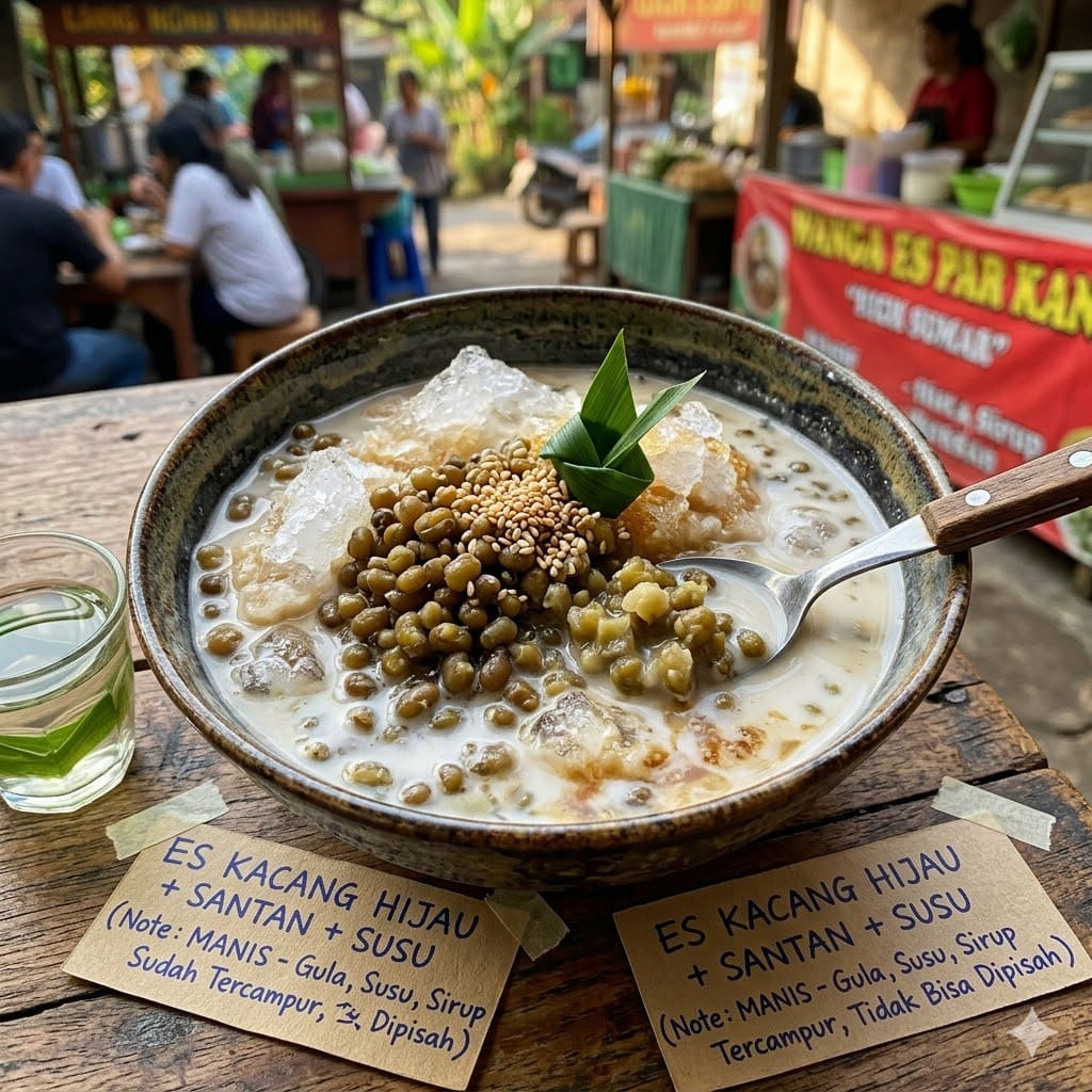 Es Kacang Hijau + Santan + Susu